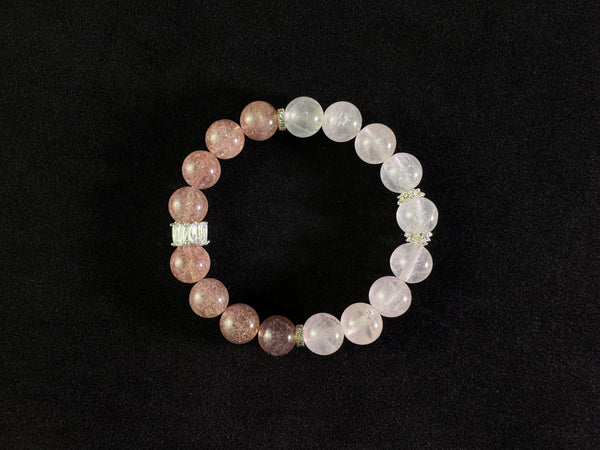 Strawberry and Rose Quartz Bracelet- Love & Beauty