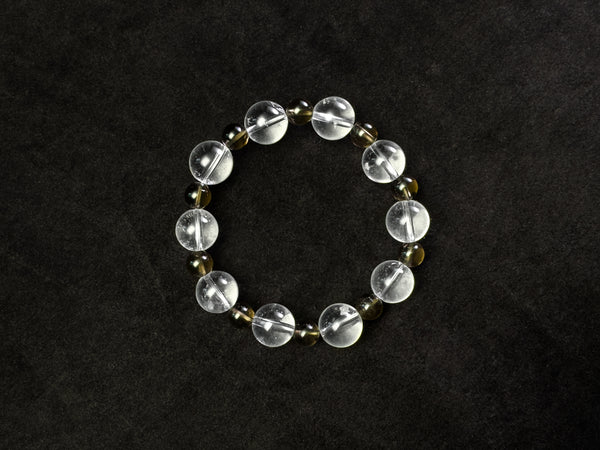 Clear and Brown Quartz Bracelet- Taiji's Harmonious Union